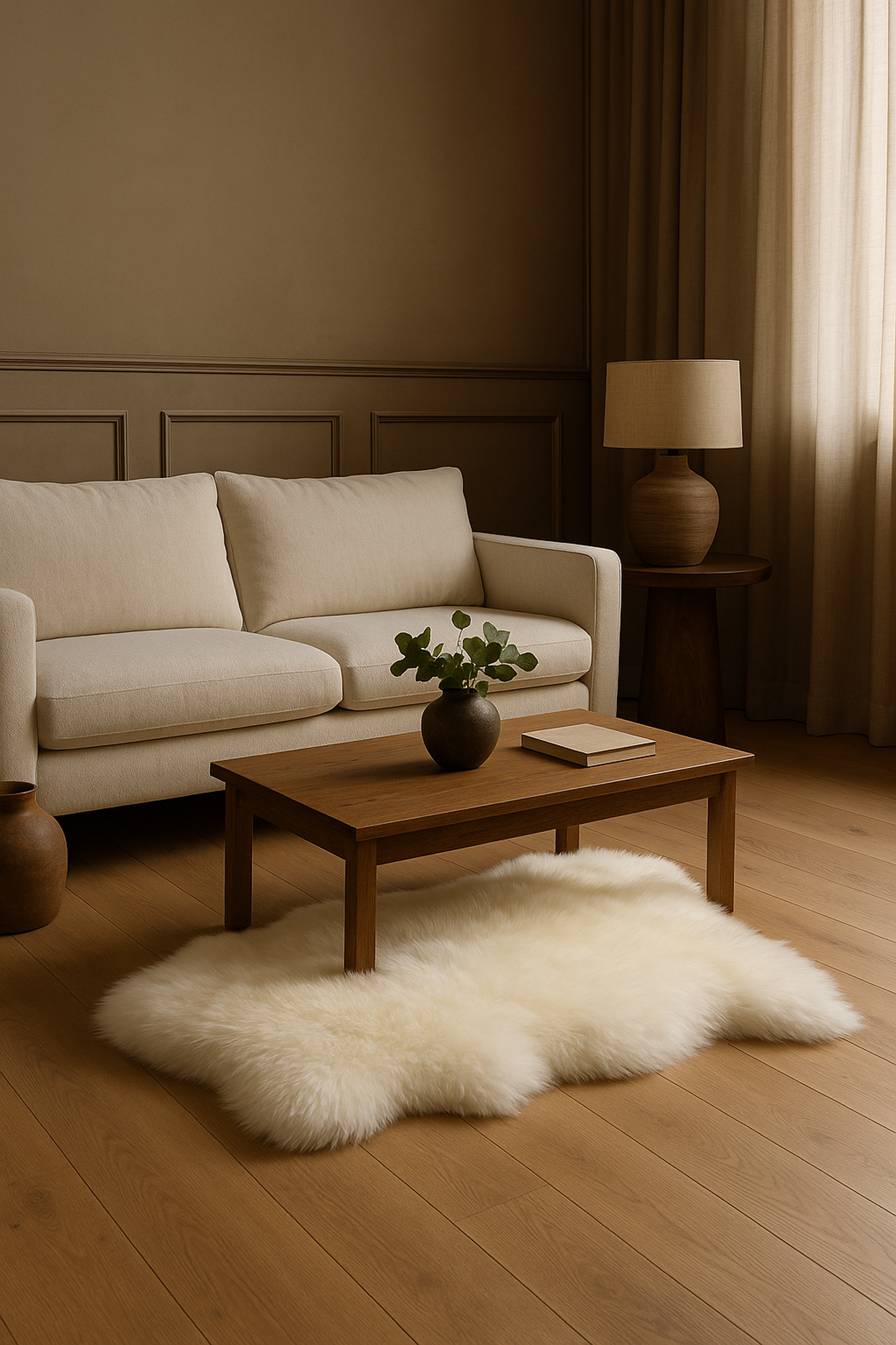 Peau de Mouton Blanche – Finition Naturelle Haute Laine